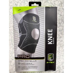 P-TEX PRO Open Patella Knee Sleeve Black Large Kinetic Panel Thermal Compression